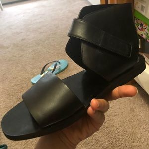 Vince black sandals ankle tie